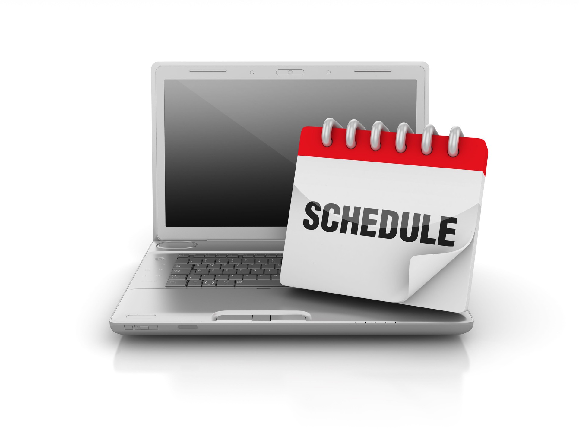 Computer Laptop with SCHEDULE Calendar - 3D Rendering